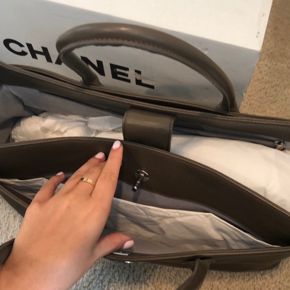Authentic Chanel Taupe Tote with Silver Hardware - Picture 5 of 16